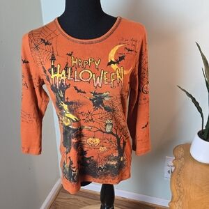 Orange Happy Halloween Graphic Top
